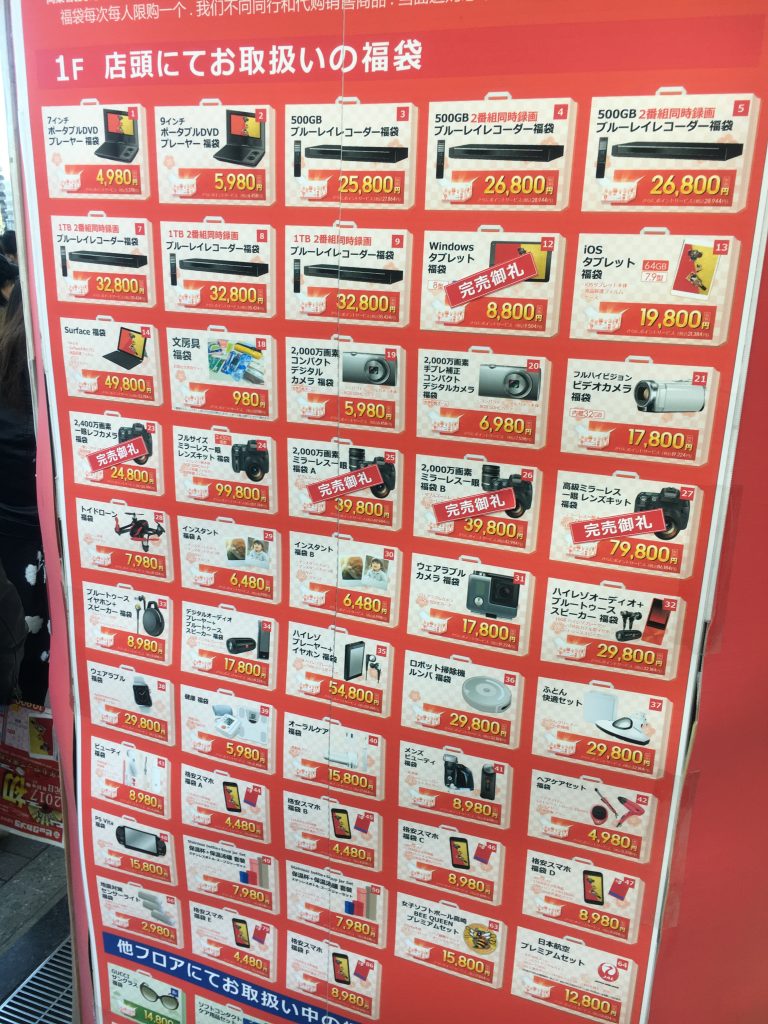ビックカメラ福袋20017一覧池袋本店