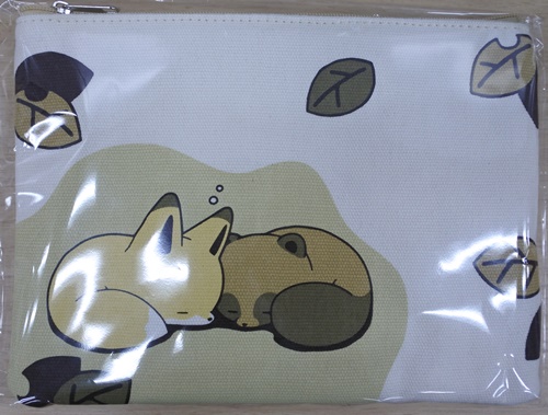 タヌキとキツネ ゆるかわポーチ　平和