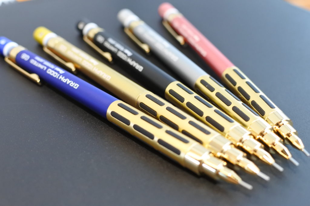 ロフト限定 ぺんてる グラフ1000リミテッド ゴールドグリップ カラー軸 70周年記念限定モデル