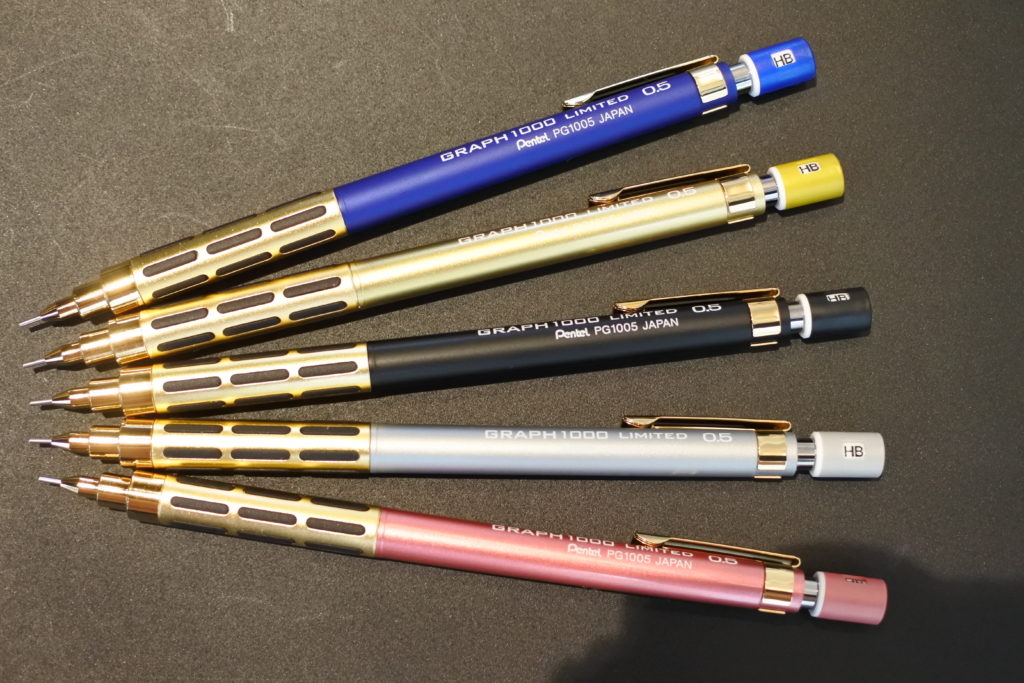 ロフト限定 ぺんてる グラフ1000リミテッド ゴールドグリップ カラー軸 70周年記念限定モデル