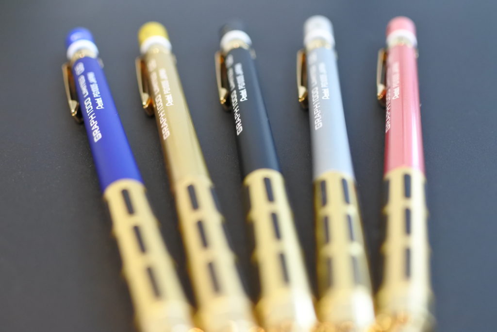 ロフト限定 ぺんてる グラフ1000リミテッド ゴールドグリップ カラー軸 70周年記念限定モデル