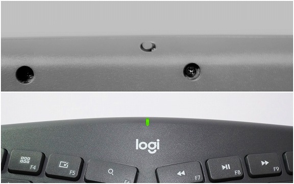 【実機レビュー】ロジクールERGO K860ワイヤレススプリットキーボードの口コミ評価&質問まとめ キーボード拡大 電源ボタン