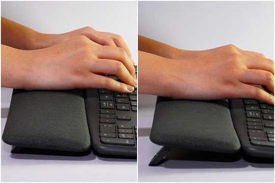 【実機レビュー】ロジクールERGO K860ワイヤレススプリットキーボードの口コミ評価&質問まとめ パームレストを上げた使用状況