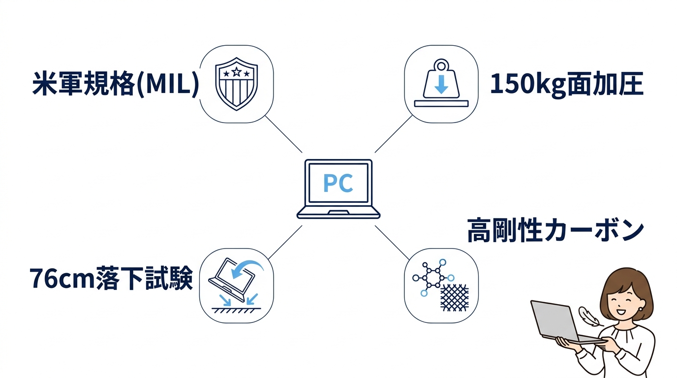 軽量PCに欠かせない堅牢性とMIL規格の重要性
